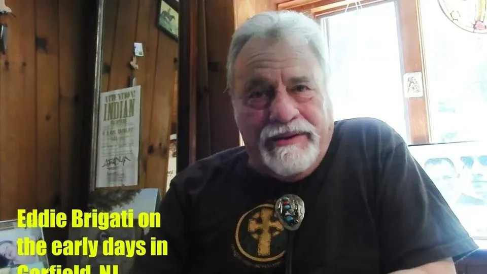 Still from the interview clip: EDDIE BRIGATI reflects on his early life in Garfield, NJ