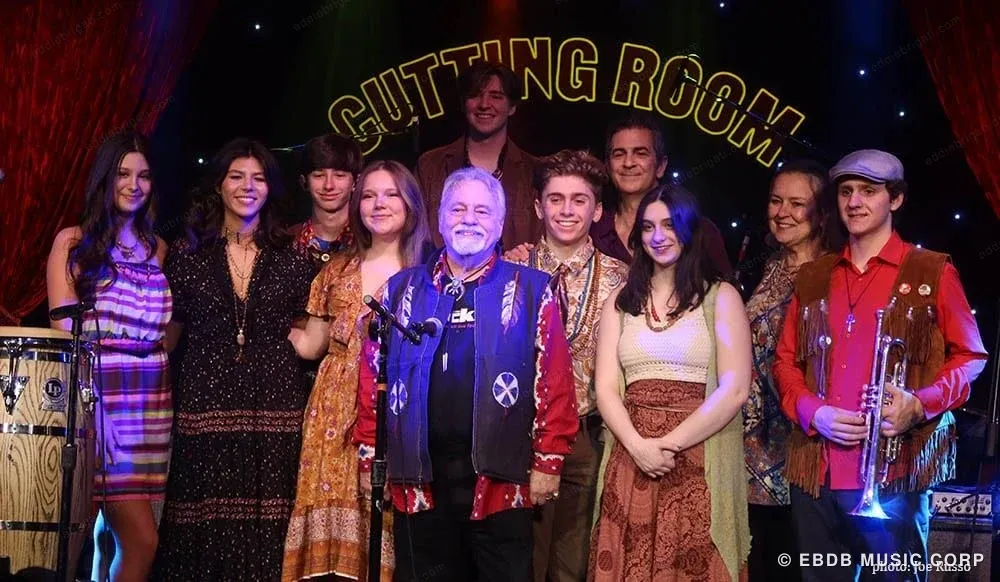 Eddie Brigati and Rockit Academy students posed together backstage at the Cutting Room, with Steven Van Zandt among them.